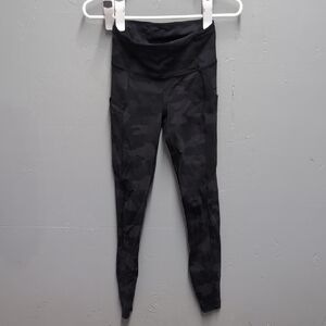 Lululemon Raw Hem Black Camouflage High-Waisted Leggings